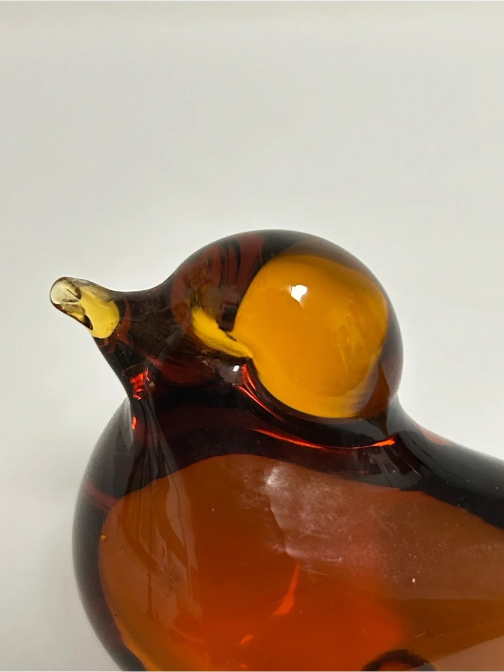Vintage Pilgrim? Handblown Art Glass Long Tail Amber Bird Figurine Paperweight